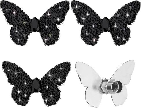 Soleebee 4 PCS Butterfly Tire Valve Stem Caps, Bling Handmade Crystal Rhinestone Tire Caps Universal Dustproof Car Wheel Valve Caps for Cars, Trucks, SUV and Motorcycles (Purple) in Saudi Arabia