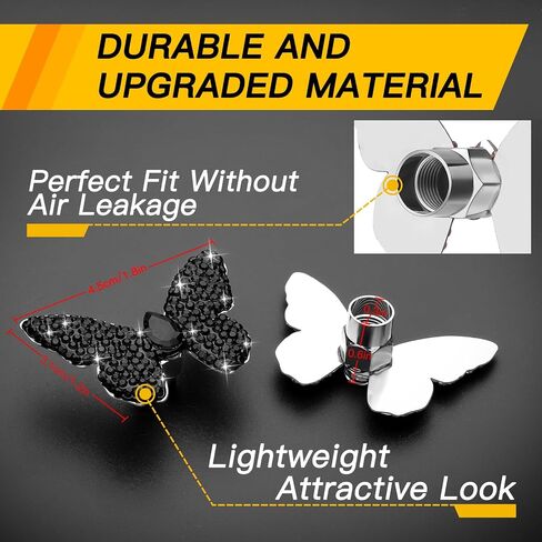 Soleebee 4 PCS Butterfly Tire Valve Stem Caps, Bling Handmade Crystal Rhinestone Tire Caps Universal Dustproof Car Wheel Valve Caps for Cars, Trucks, SUV and Motorcycles (Purple) in Saudi Arabia