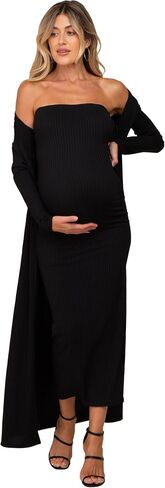 PinkBlush Ribbed Sleeveless Dress Cardigan Maternity Set in Saudi Arabia