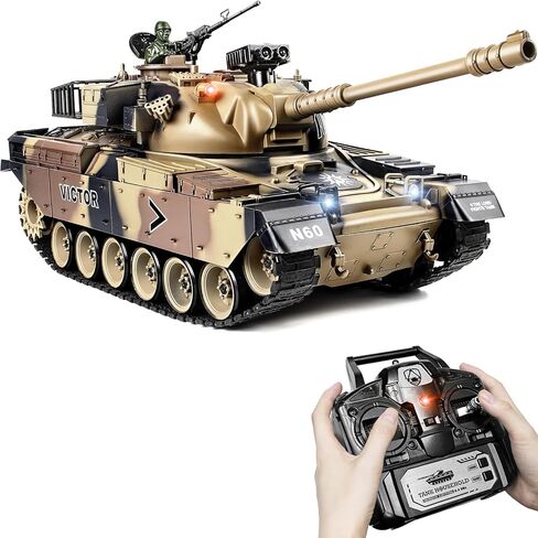 1:18 RC Tank ، 2.4 جيجا هرتز أمريكي M60 ألعاب طراز دبابات التحكم عن بعد ، 15 قناة قناة ترانش العسكرية مع الدخان ، الصوت الخفيف ، مفتاح الحجم ، لعبة الجيش للبالغين والطفل الذي يطلق BBS والقنابل المائية in Kuwait
