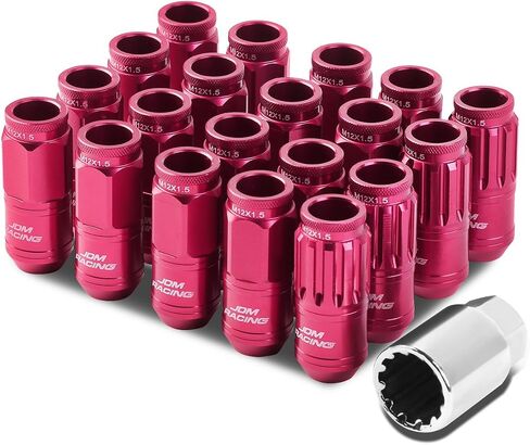 Auto Dynasty M12 x 1.5 Open End Design 16-Piece Aluminum Alloy Wheel Lug Nuts + 4 x Lock Nut + 1 x Lock Nut Key (Red) in Kuwait