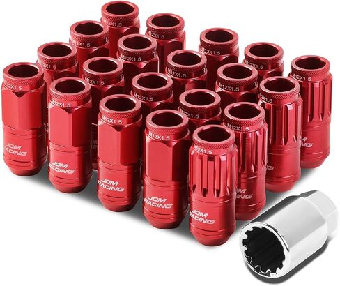 Auto Dynasty M12 x 1.5 Open End Design 16-Piece Aluminum Alloy Wheel Lug Nuts + 4 x Lock Nut + 1 x Lock Nut Key (Red) in Kuwait