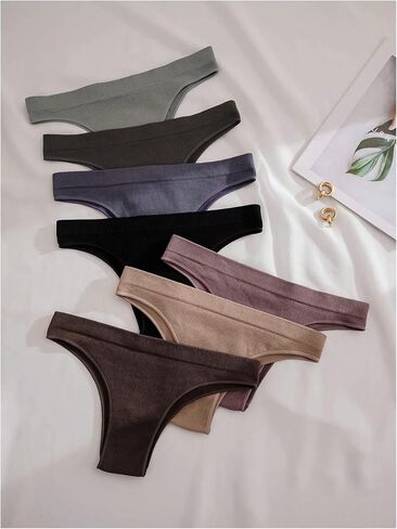 Wdirara Women's 7 Vits Poundy Low Rise Banty Set Comfy Creamnible Seamier Owear in Saudi Arabia