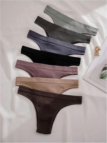 Wdirara Women's 7 Vits Poundy Low Rise Banty Set Comfy Creamnible Seamier Owear in Saudi Arabia