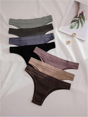 Wdirara Women's 7 Vits Poundy Low Rise Banty Set Comfy Creamnible Seamier Owear in Saudi Arabia