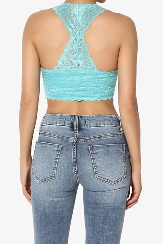 TheMogan S~3XL Racerback Floral Lace Lined Bralette Layering Bra Crop Tank Top in Kuwait