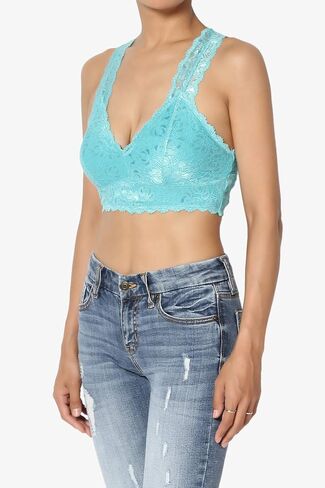TheMogan S~3XL Racerback Floral Lace Lined Bralette Layering Bra Crop Tank Top in Kuwait
