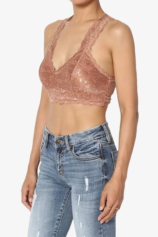 TheMogan S~3XL Racerback Floral Lace Lined Bralette Layering Bra Crop Tank Top in Kuwait