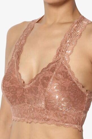 TheMogan S~3XL Racerback Floral Lace Lined Bralette Layering Bra Crop Tank Top in Kuwait