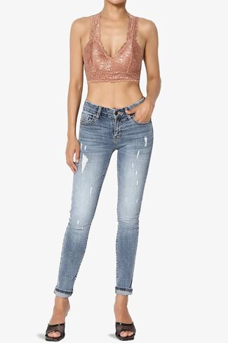 TheMogan S~3XL Racerback Floral Lace Lined Bralette Layering Bra Crop Tank Top in Kuwait