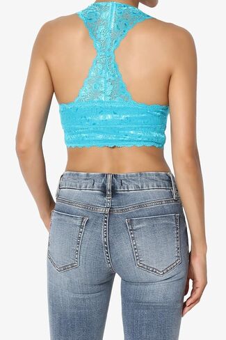 TheMogan S~3XL Racerback Floral Lace Lined Bralette Layering Bra Crop Tank Top in Kuwait