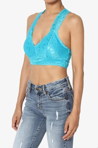 TheMogan S~3XL Racerback Floral Lace Lined Bralette Layering Bra Crop Tank Top in Kuwait