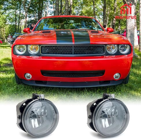 2PCS أضواء الضباب تناسب Dodge Charger 2008 2006 2007 2009 مصابيح القيادة المدخنة مجموعة الوفير للمنافسة 2008-2010 Caliber Caravan Chrysler Sebring Jeep Patriot Compass ، H10 12V 42W لمبات ، أسود in Saudi Arabia