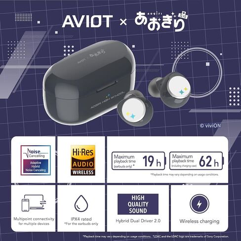 AVIOT VTuber Ui Shigure Wireless Earbuds TE-D01v-SGR, Officially Licensed (Exclusive Edition) Special Package, Design, Japanese Special Voice, Noise Canceling Earbuds in Saudi Arabia
