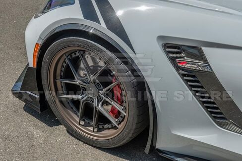 Replacement For 2014-2019 Chevrolet Corvette C7 | Z06 Z07 Style CARBON FIBER Front Wheel Trim Molding Lip Fender Flares Pair FF-124-BKCF in Kuwait