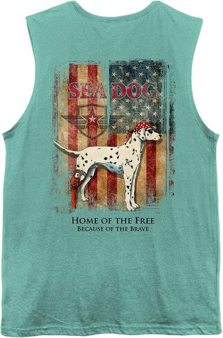 Sea Dog Home of the Free Pintriotic Vintage Graphic Tank Top ، dalment dalement 100 ٪ Ringspun Cotton ، Fit Related ، مطبوع في الولايات المتحدة الأمريكية in Saudi Arabia