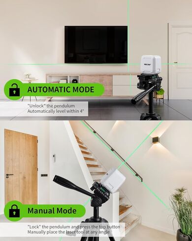 مستوى الليزر، مستوى الليزر Firecore 82 قدمًا، أداة تسوية الخط المتقاطع الأخضر مع تعديل السطوع، مستوى الليزر DIY لتعليق الصور والمشروعات الداخلية، البطارية، تتضمن حقيبة حمل in Kuwait