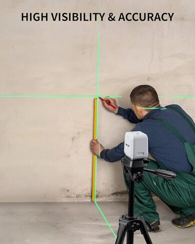 مستوى الليزر، مستوى الليزر Firecore 82 قدمًا، أداة تسوية الخط المتقاطع الأخضر مع تعديل السطوع، مستوى الليزر DIY لتعليق الصور والمشروعات الداخلية، البطارية، تتضمن حقيبة حمل in Kuwait