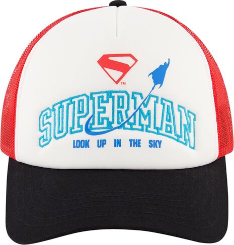 Concept One Superman Trucker Hat, Adult Snapback Cap with Curved Brim in Saudi Arabia
