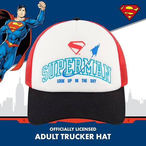 Concept One Superman Trucker Hat, Adult Snapback Cap with Curved Brim in Saudi Arabia