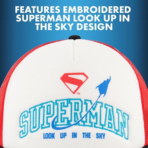Concept One Superman Trucker Hat, Adult Snapback Cap with Curved Brim in Saudi Arabia
