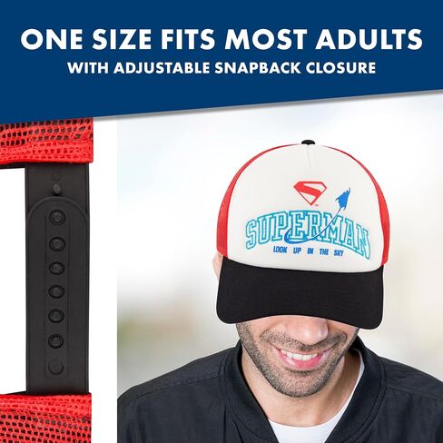 Concept One Superman Trucker Hat, Adult Snapback Cap with Curved Brim in Saudi Arabia