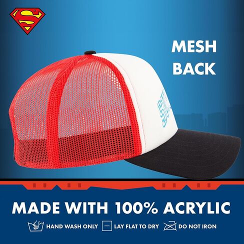 Concept One Superman Trucker Hat, Adult Snapback Cap with Curved Brim in Saudi Arabia