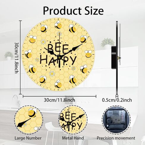 Chgcraft 12inch Bees Hive Wall Clock Batcle تعمل صامتة غير موقوتة على مدار الساعة الزخرفية للمكتب غرفة معيشة غرفة نوم ديكور المطبخ ، النحل in Kuwait