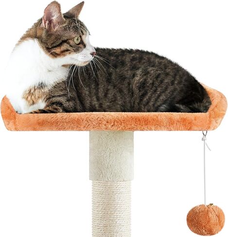 Yaheetech Cat Tree, 57.5in Cat Tower for Indoor Cats, Paw-Shaped Cat Tree with Heart-Shaped Platform, Scratching Posts, Spring Ball & Hanging Ball, Double Condos, Cat Climbing Frame Bed Furniture in Kuwait