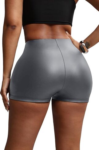Faux Leather Shorts for Women High Waist Stretch Skinny Mini Shorts Sexy Hot Pants in Kuwait