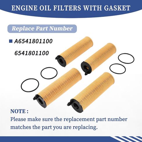 4pcs مرشحات زيت المحرك مع حشية متوافقة مع مرسيدس بنز العداء 2500 3500 3500xD 2023 2024 ، استبدل A6541801100 6541801100 in Saudi Arabia