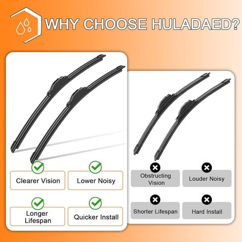 HULADAED® 24''+18''+12'' Windshield Wipers Replacement for Nissan Pathfinder 2012-2005 Nissan Xterra 2015-2005,Silicone Front Rear Wiper blades for MY Car-All Weather & Quiet(3 PACK) in Saudi Arabia