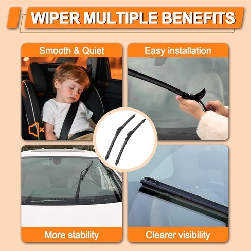 HULADAED® 24''+18''+12'' Windshield Wipers Replacement for Nissan Pathfinder 2012-2005 Nissan Xterra 2015-2005,Silicone Front Rear Wiper blades for MY Car-All Weather & Quiet(3 PACK) in Saudi Arabia
