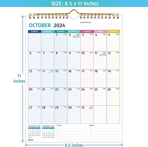 Wall Calendar 2025-2026 – May 2025 - Dec 2026, Calendar 2025-2026 Wall, 20 Monthly Calendar, 8.5 x 11 In, 2025 Small Calendar, Ruled Blocks, Thick Paper, Holidays, To-do ＆ Notes, Great for Organizing in Kuwait