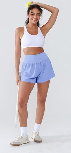 Women's High Waisted Running Shorts with Spandex, Athletic Shorts for Women Light and Airy with Wind-Resistant Fabric in Kuwait