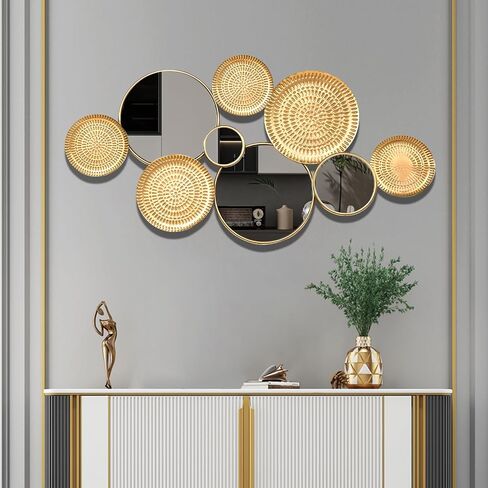 Silver Wall Mirrors Decorative,Large Modern Wall Art Mirror for Living Room Decor 45 * 23 Inch,Metal Entryway Wall Mirrors for Entryway Bedroom Home Decor (Silver) in Saudi Arabia