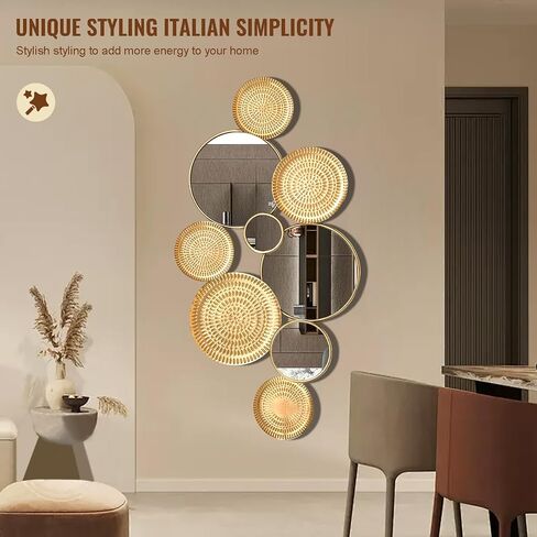 Silver Wall Mirrors Decorative,Large Modern Wall Art Mirror for Living Room Decor 45 * 23 Inch,Metal Entryway Wall Mirrors for Entryway Bedroom Home Decor (Silver) in Saudi Arabia