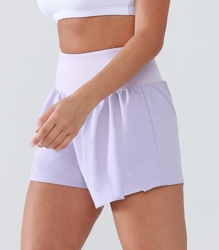 Women's High Waisted Running Shorts with Spandex, Athletic Shorts for Women Light and Airy with Wind-Resistant Fabric in Kuwait