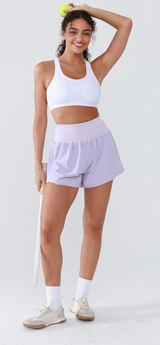 Women's High Waisted Running Shorts with Spandex, Athletic Shorts for Women Light and Airy with Wind-Resistant Fabric in Kuwait