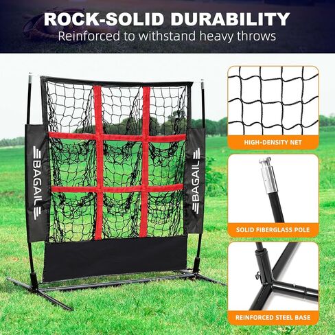 BAGAIL Baseball and Softball Pitching Net, 9 Pocket Pitching Net, Portable Pitching Target Net for Backyard with Carry Bag in Kuwait