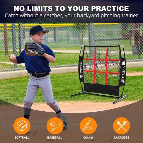 BAGAIL Baseball and Softball Pitching Net, 9 Pocket Pitching Net, Portable Pitching Target Net for Backyard with Carry Bag in Kuwait