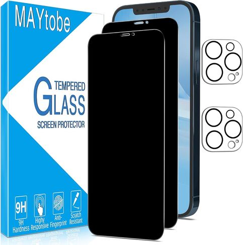 MAYtobe [2 Pack Screen Protector for iPhone 12 Pro Max Tempered Glass, Anti Scratch, Bubble Free, Easy to Install, Case Friendly in Kuwait