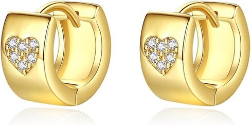 14K Gold Vintage Heart Clasp Earrings with Moissanite, Chunky Hoop Earrings for Women, Ideal for Everyday Wear in Saudi Arabia