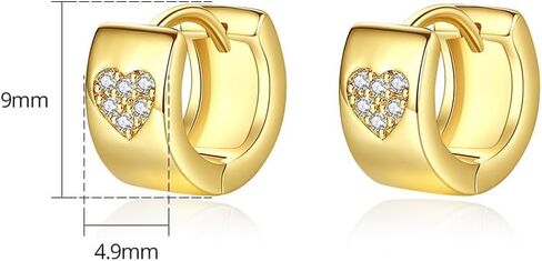 14K Gold Vintage Heart Clasp Earrings with Moissanite, Chunky Hoop Earrings for Women, Ideal for Everyday Wear in Saudi Arabia