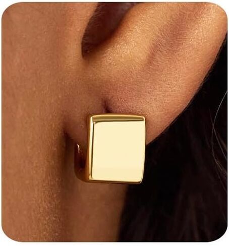 Gold Earrings for Women Trendy 14K Gold Plated Small Chunky Huggie Earrings Dainty Minimalist Simple Hypoallergenic Hoop Earrings Jewelry Gifts for Her in Kuwait