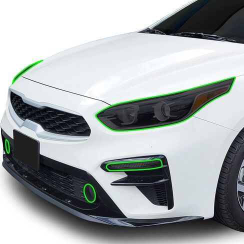 تصاميم Tech Bogar الكاملة المصباح العاكس الخلفي العاكس الجانبي Sidemarker Head Tail Light Tint Tint متوافق مع Kia Forte 2022-2024 ، Dark Smoke in Saudi Arabia