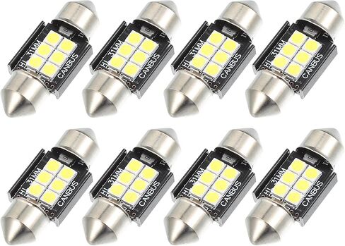 LED Map Light Dome Bulb Bright Light 31mm 3030 6SMD Car LED Light Bulb Plastic Aluminum White LED (Set of 8) in Saudi Arabia