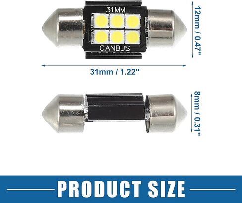 LED Map Light Dome Bulb Bright Light 31mm 3030 6SMD Car LED Light Bulb Plastic Aluminum White LED (Set of 8) in Saudi Arabia