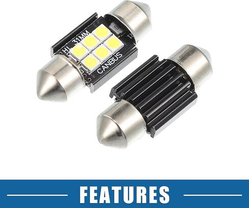 LED Map Light Dome Bulb Bright Light 31mm 3030 6SMD Car LED Light Bulb Plastic Aluminum White LED (Set of 8) in Saudi Arabia