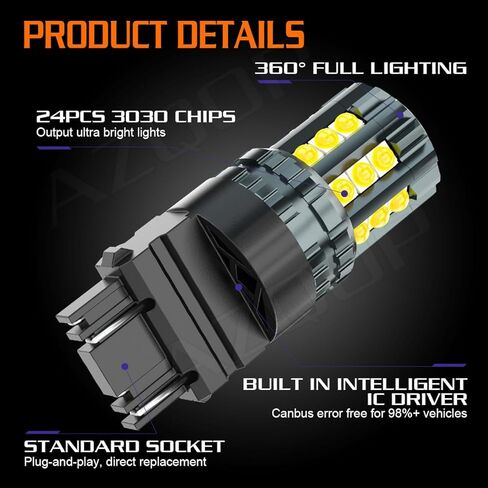 3157 LED مصابيح عكسية متوافقة مع Chevy Silverado/GMC Sierra 1500 2500 1999-2003 2004 2005 2006 2007 2008 2008 2010 2011 2012 2013 ، 3047 3156 3057 Back Lights ، 300 ٪ Brightness 6000K White ، 2pcs in Kuwait